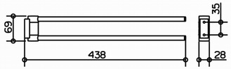PLAN Полотенцедержатель двойной 44см хром