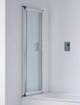 POINT Шторка на ванну 1400х1400мм 3 секции (профиль матовый алюминий / стекло прозрачное)