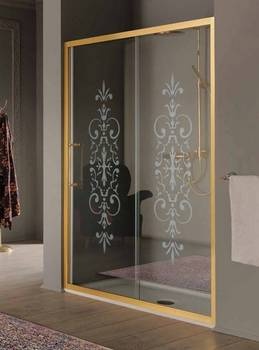 Душевое ограждение Villa Borghese (116-122) раздвижная, профиль бронза,стекло прозрачное